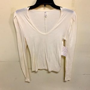 Free People Ivory Long Sleeve Top